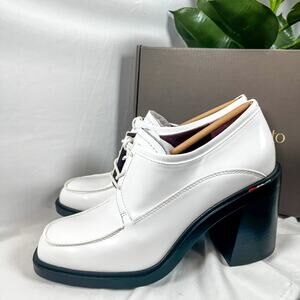 Franco Sarto Preston Chunky Heel Lace-Up Oxford White Gloss 39